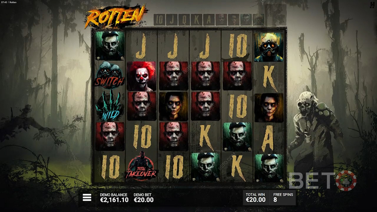 Suuremad rullid annavad rohkem võimalusi võita Rotten mänguautomaadis