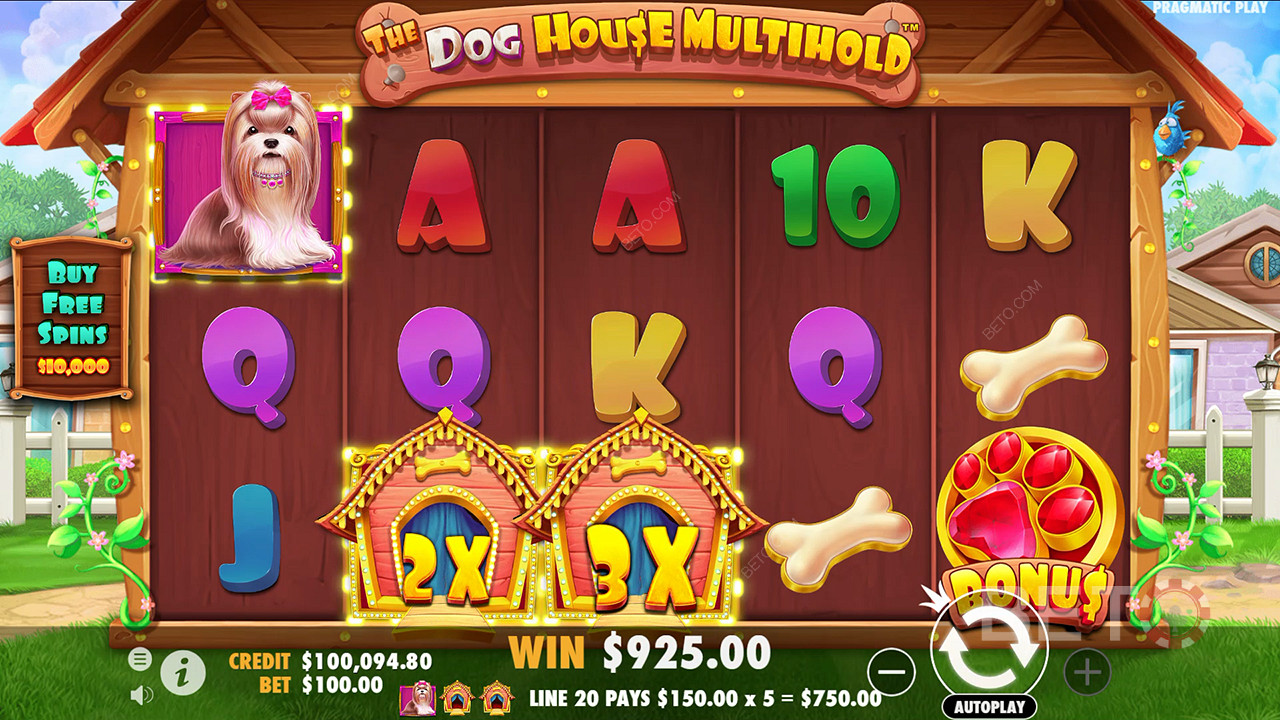 Boonusfunktsioonid, mida selgitab The Dog House Multihold by Pragmatic Play