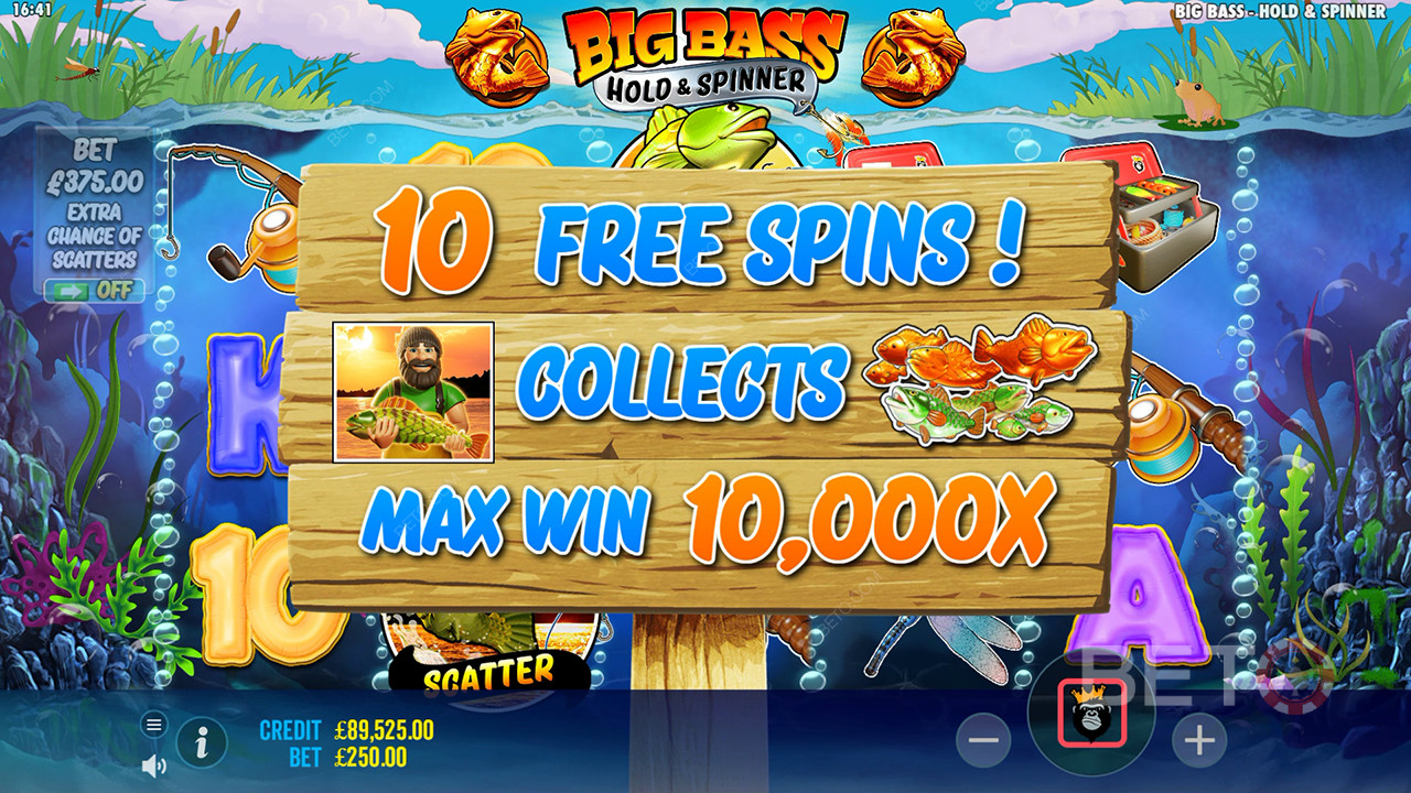 Võida 10,000x oma panus Big Bass Bonanza Hold ja Spinner Video Slot!