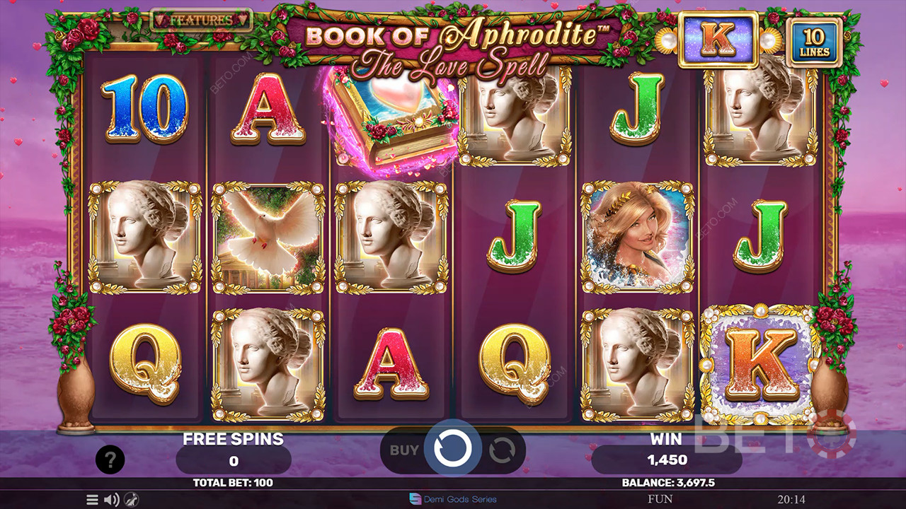 Aphrodite raamat - Love Spell Review by BETO Slots