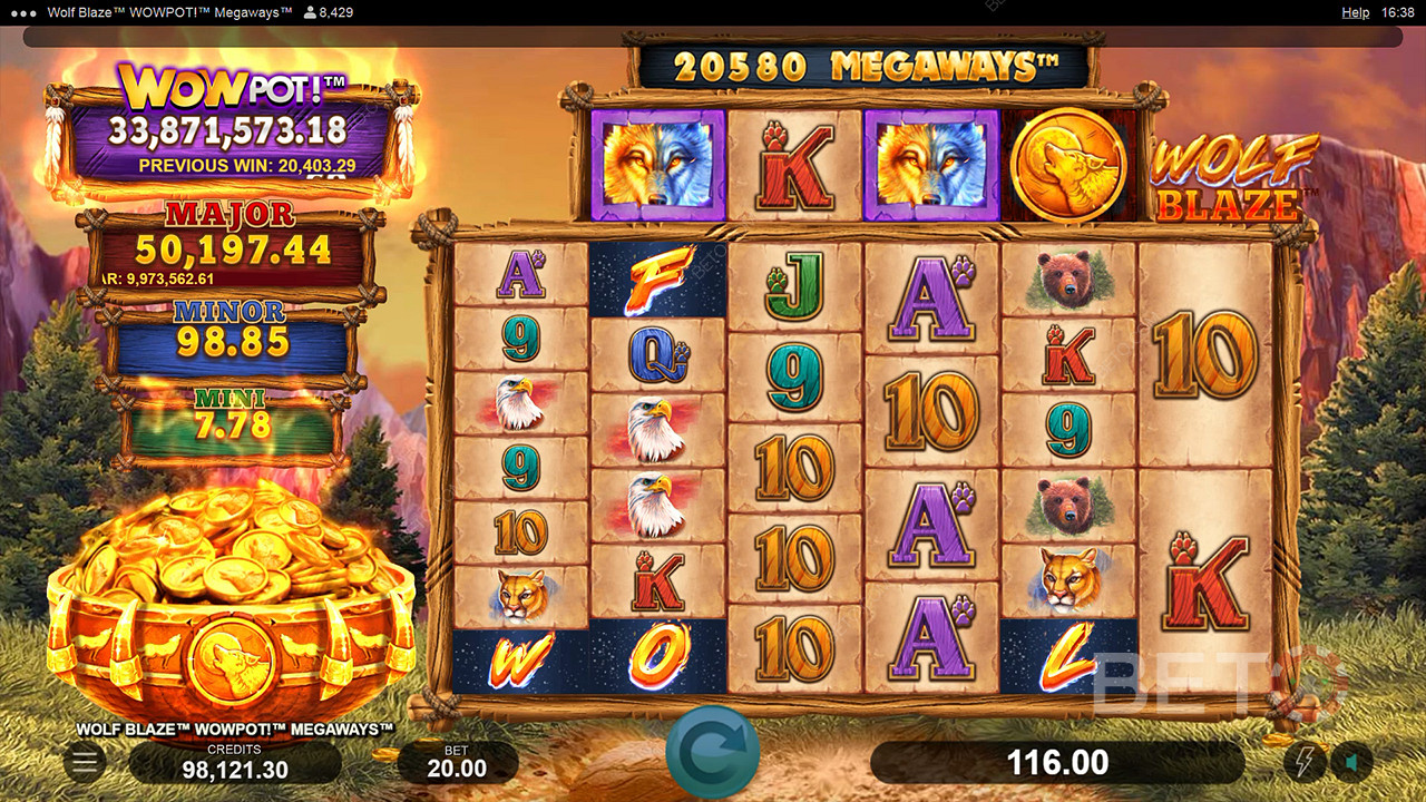 Wolf Blaze WOWPOT! Megaways Mängi Tasuta