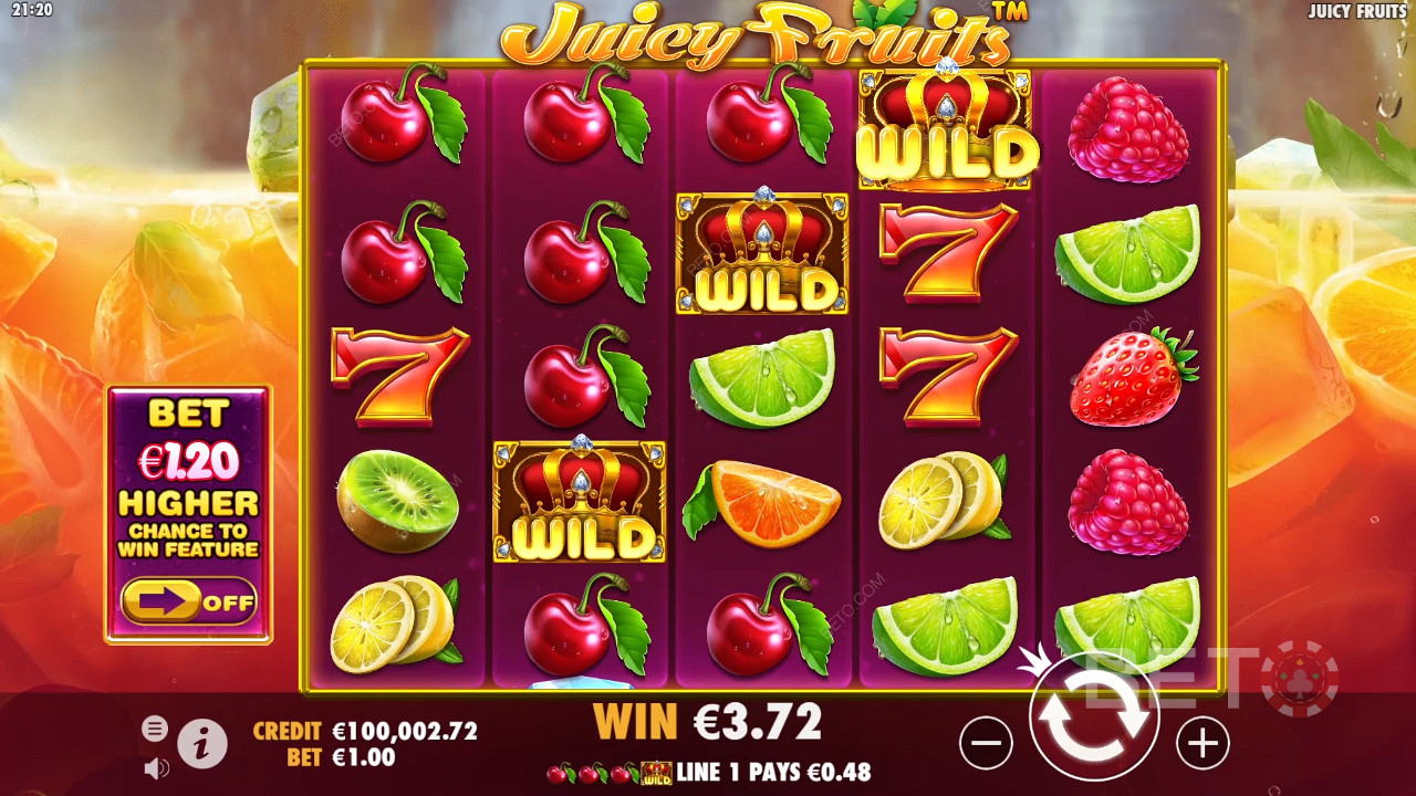 Wild-sümbol mängib kõige olulisemat rolli mänguautomaadis Juicy Fruits.