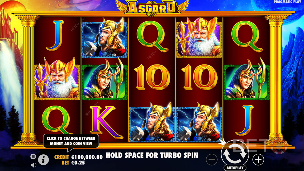 Asgardi mänguautomaadi jumalad sarnanevad populaarsete filmide tegelastele