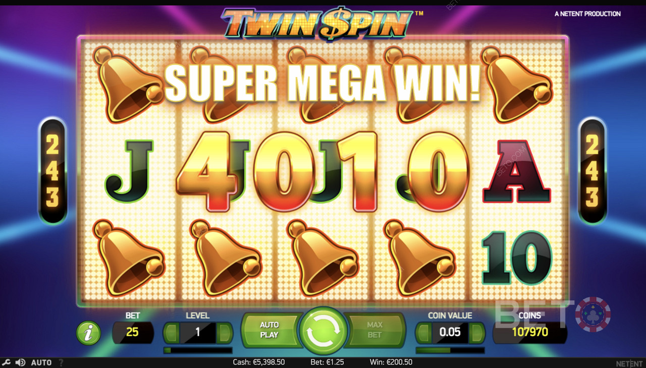 Super Mega võidu võitmine aastal Twin Spin