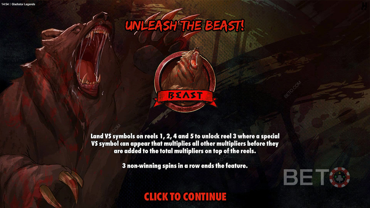 Võida tohutult, saades Multiplikatoreid Unleash the Beast boonusmängus