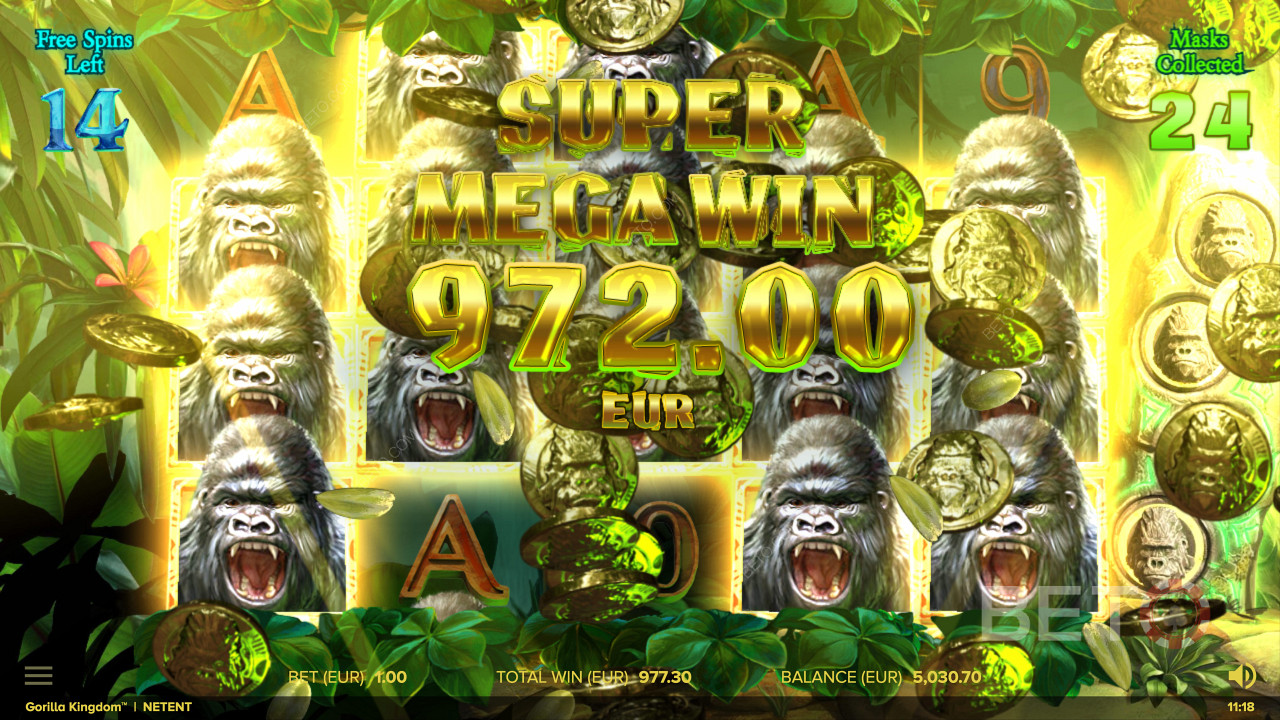 Super Mega võidu saamine Gorilla Kingdom online slotis