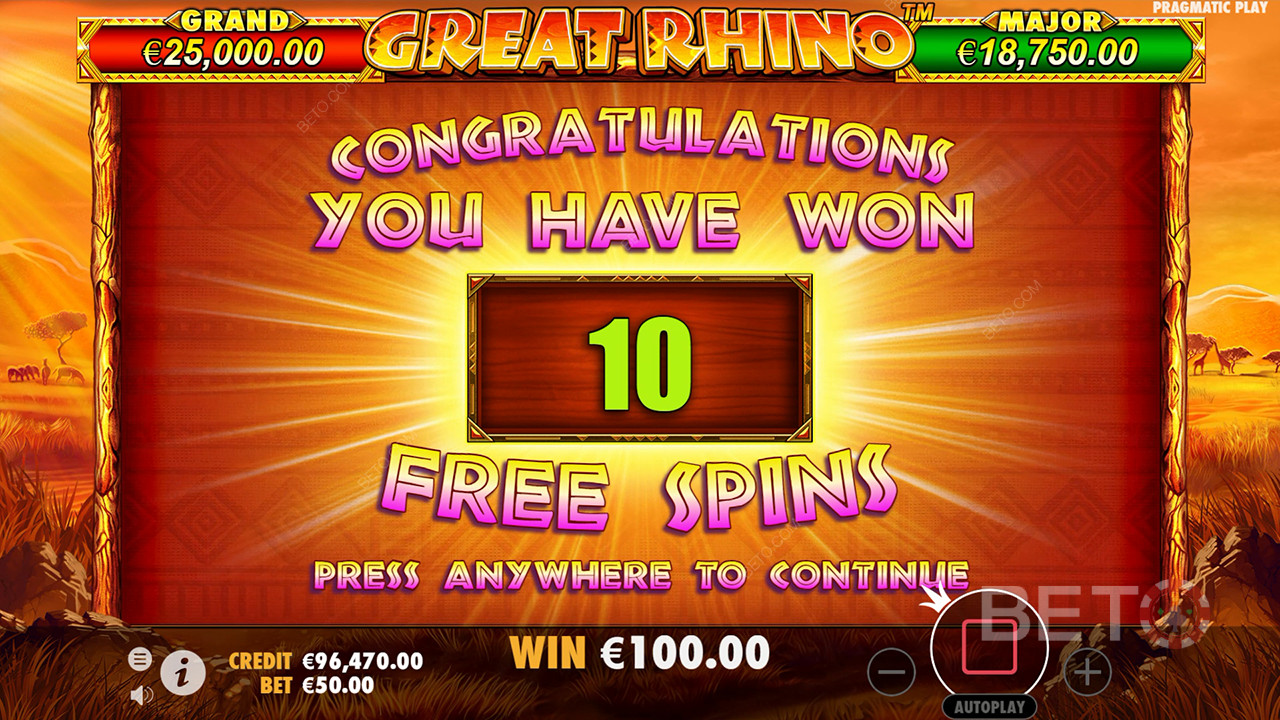 Võida 500x oma panus Great Rhino Online Slot