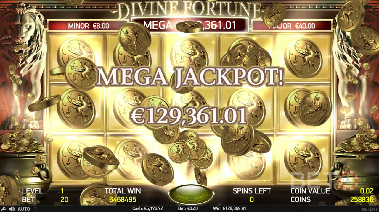 Mega-Jackpot on peamine atraktsioon, mis on seotud Divine Fortune