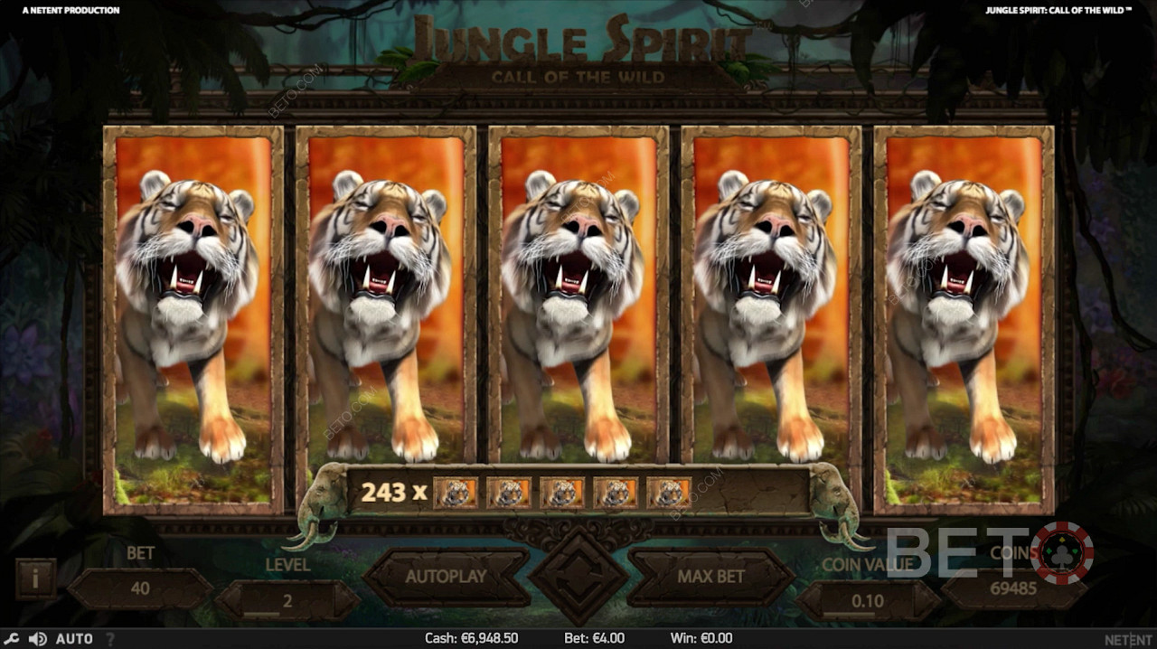 Parim võit tasuta keerutuste ajal Jungle Spirit: Call of the Wild