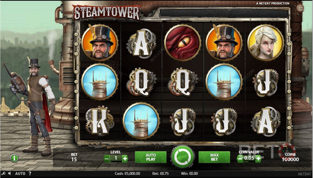 Steam Tower Väljamakseprotsent on 97,04%.