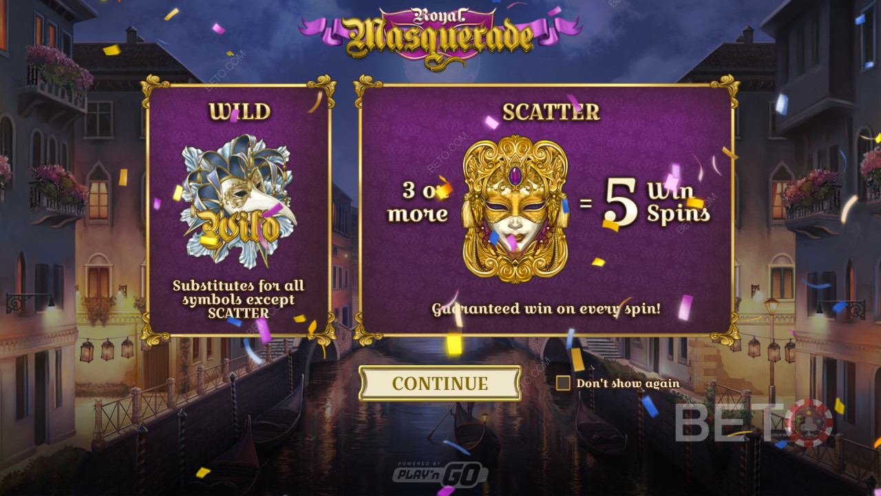 „Royal Masquerade“ boonusfunktsioonide selgitus Play