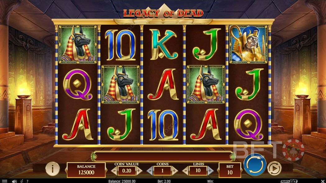 Vana-Egiptuse stiilis kasutajaliides - Legacy of Dead Slot Machine Play