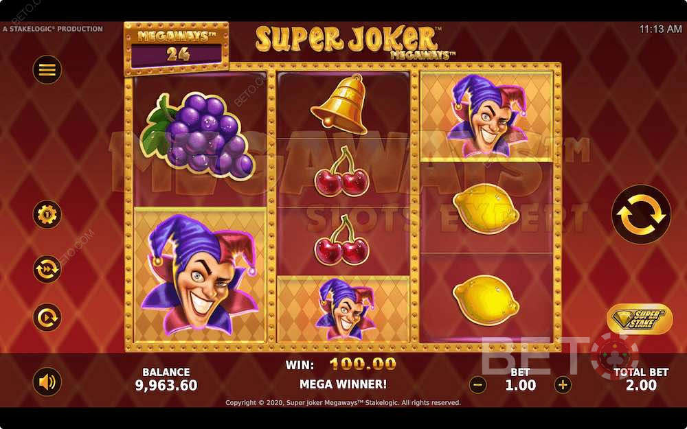 Unikaalne Slot struktuur Super Joker Megaways