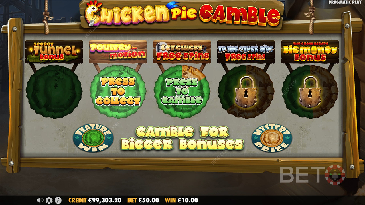 Boonusfunktsioonid, mida selgitab The Great Chicken Escape (Suur kana põgenemine) Pragmatic Play