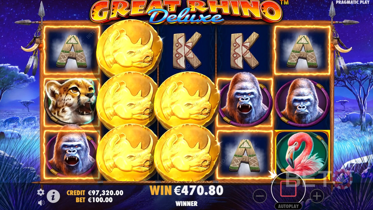 Boonusfunktsioonid, mida selgitab Great Rhino Deluxe poolt Pragmatic Play