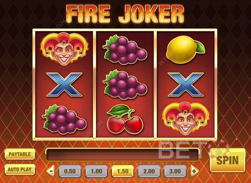 Klassikaline disain ja klassikalised puuviljamasinate sümbolid Fire Joker
