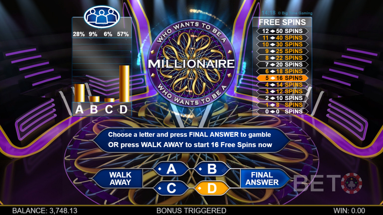 Who Wants To Be A Millionaire Megaways - Aeg tiksub, küsi publiku käest või helista sõbrale, kui tahad olla järgmine miljonär!