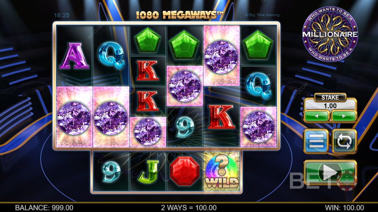 Tasuta keerutused on ainus boonus mängus Who Wants to Be a Millionaire Megaways.