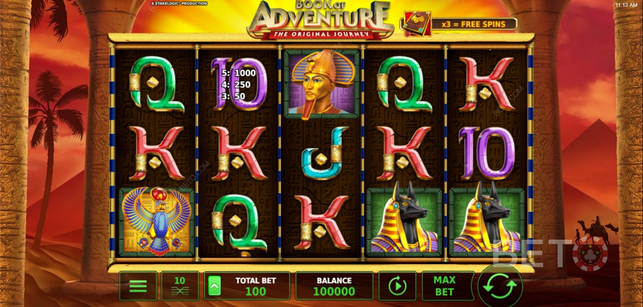 Book of Adventure on Vana-Egiptuse teemaline online-mänguautomaat.