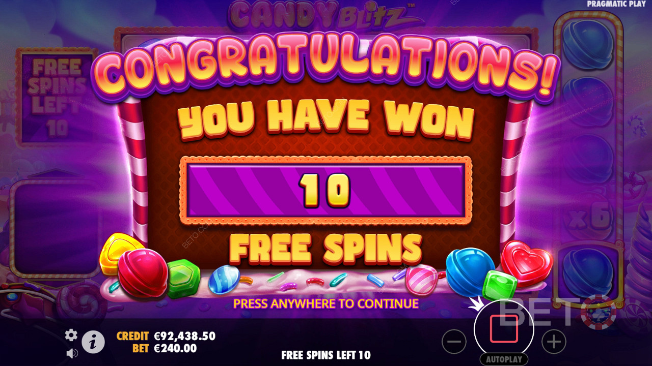 Võida 10,000x Sinu panus Candy Blitz Slot