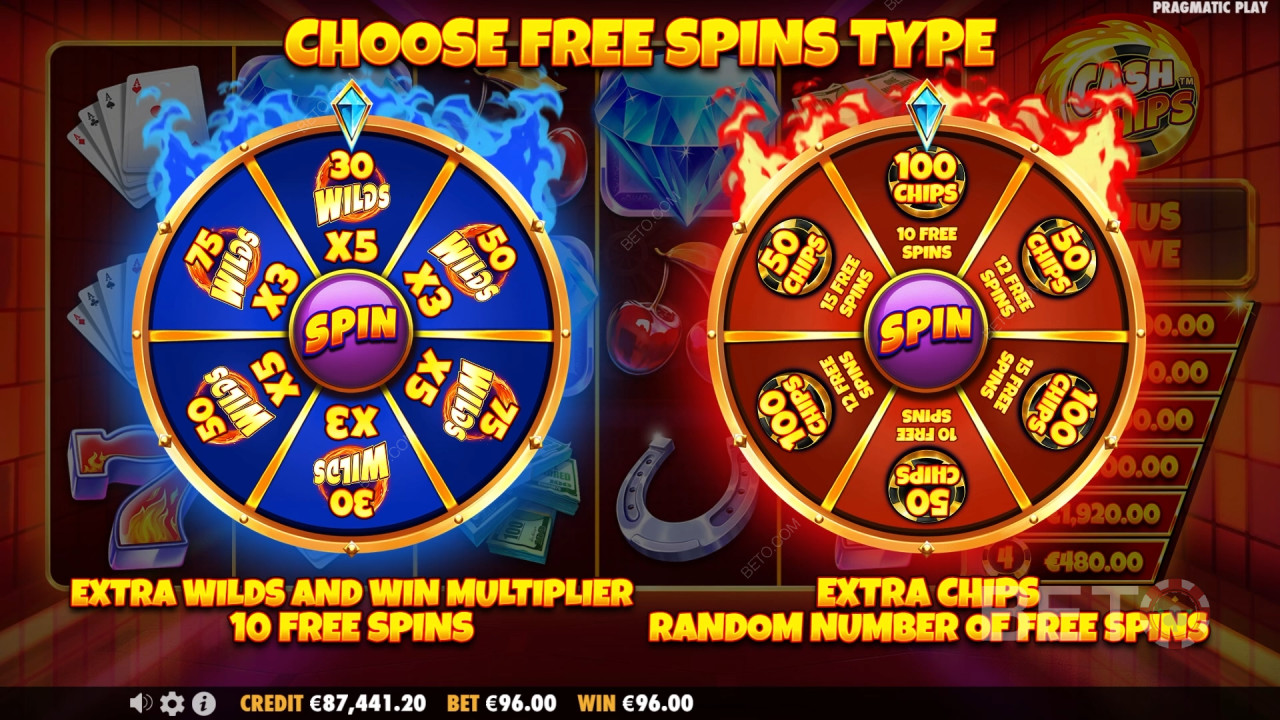 Boonusfunktsioonid, mida selgitab Cash Chips poolt Pragmatic Play
