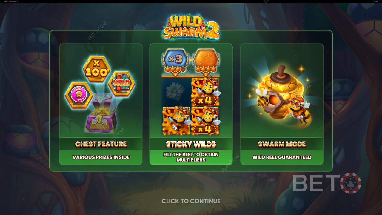 Boonusfunktsioonid, mida selgitab Wild Swarm 2. Push Gaming