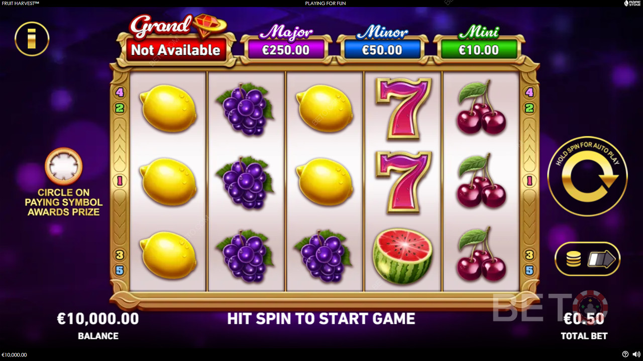 Võida 1,250x Sinu panus Fruit Harvest video slotis!