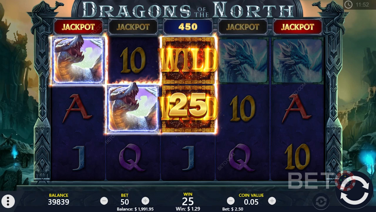 Wild-sümbolid aitavad teil luua rohkem võite Dragons of the North online slotis