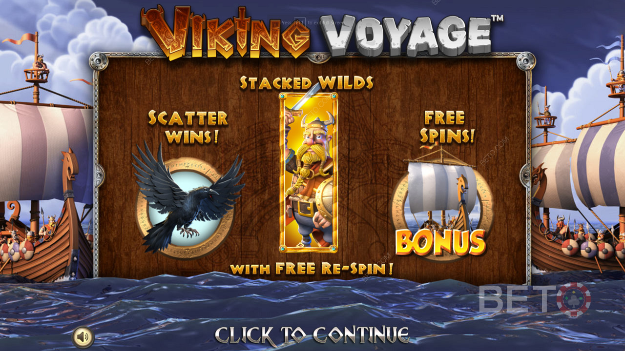 Naudi mitmeid võimsaid boonusfunktsioone ja tasuta keerutusi Viking Voyage slotis.