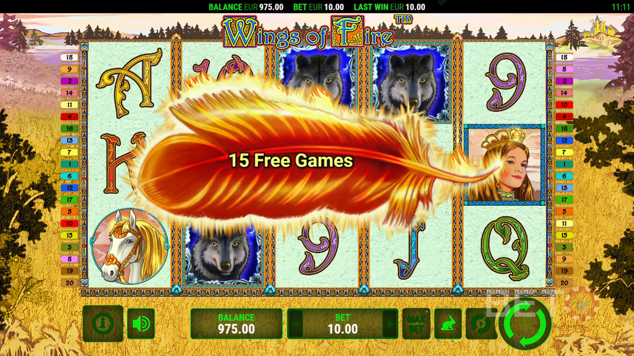 Boonusfunktsioonid, mida seletab Wings of Fire Greentube