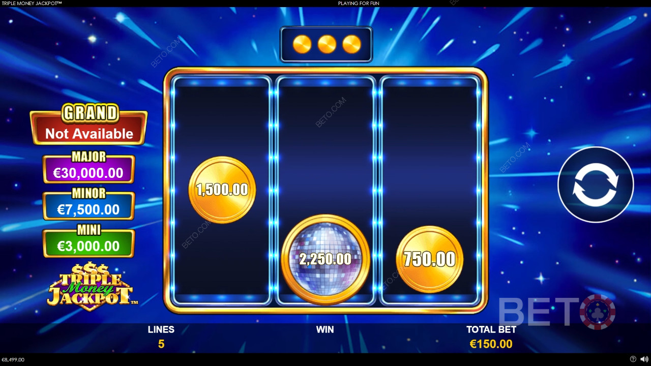 Võida 1,334x Sinu panus Triple Money Jackpot Slot
