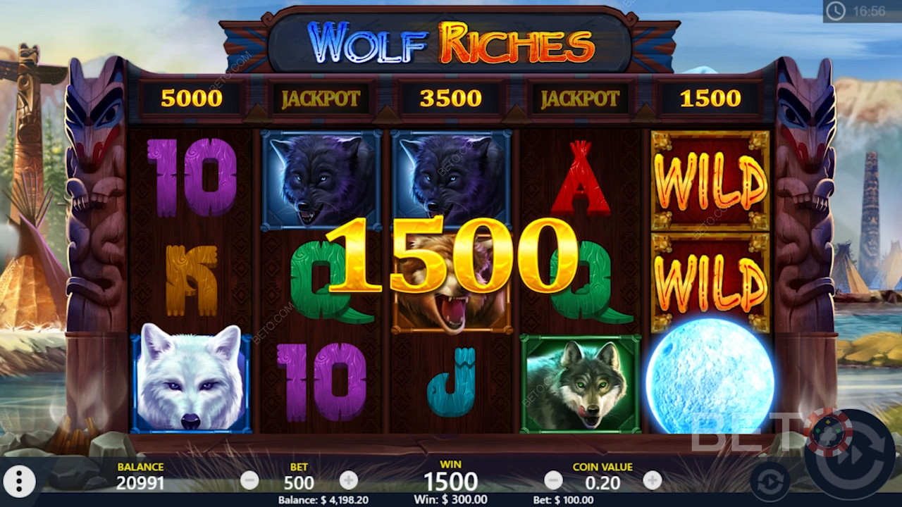 Naudi järjepidevaid võite Wolf Riches mänguautomaadis