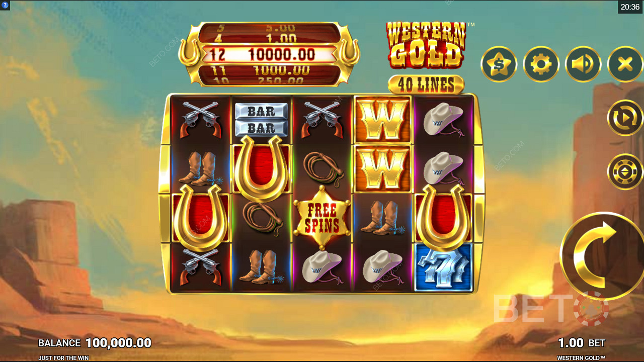 Spinning rullid Western Gold slot