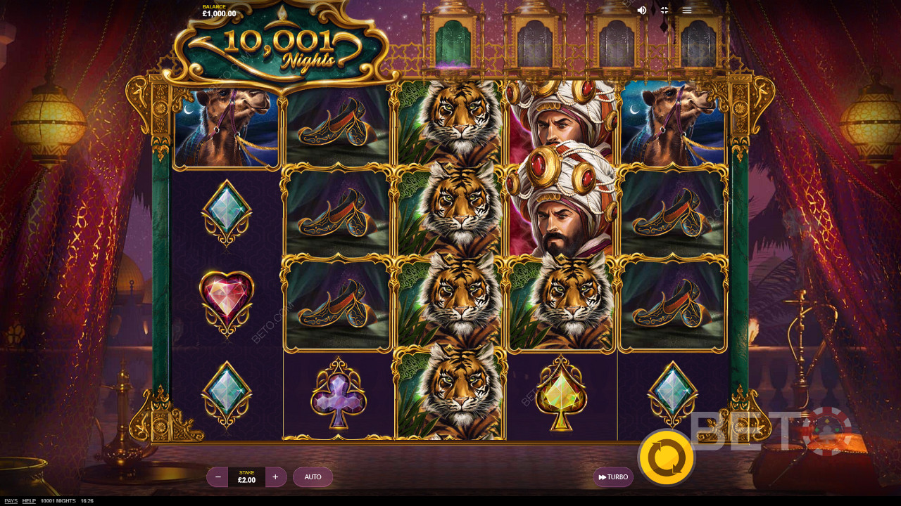 Naudi ilusaid sümboleid mänguautomaadis 10,001 Nights