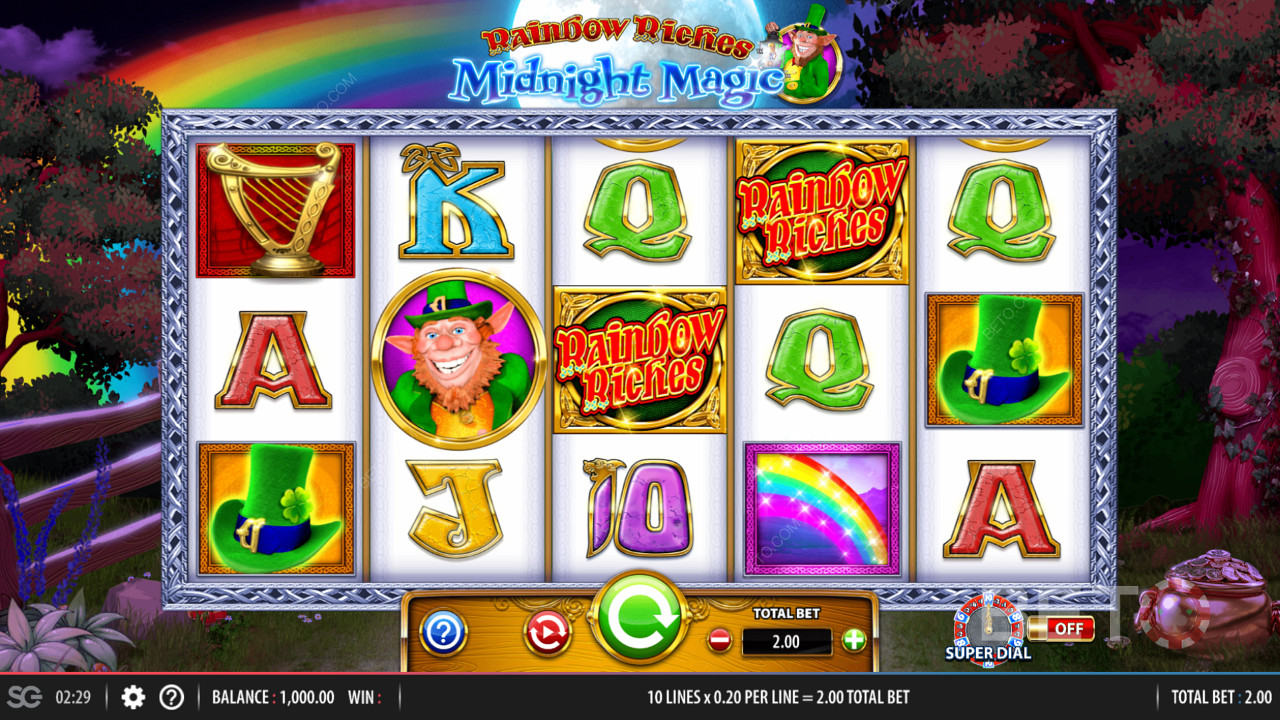 5x3 mänguruudustik Rainbow Riches Midnight Magic