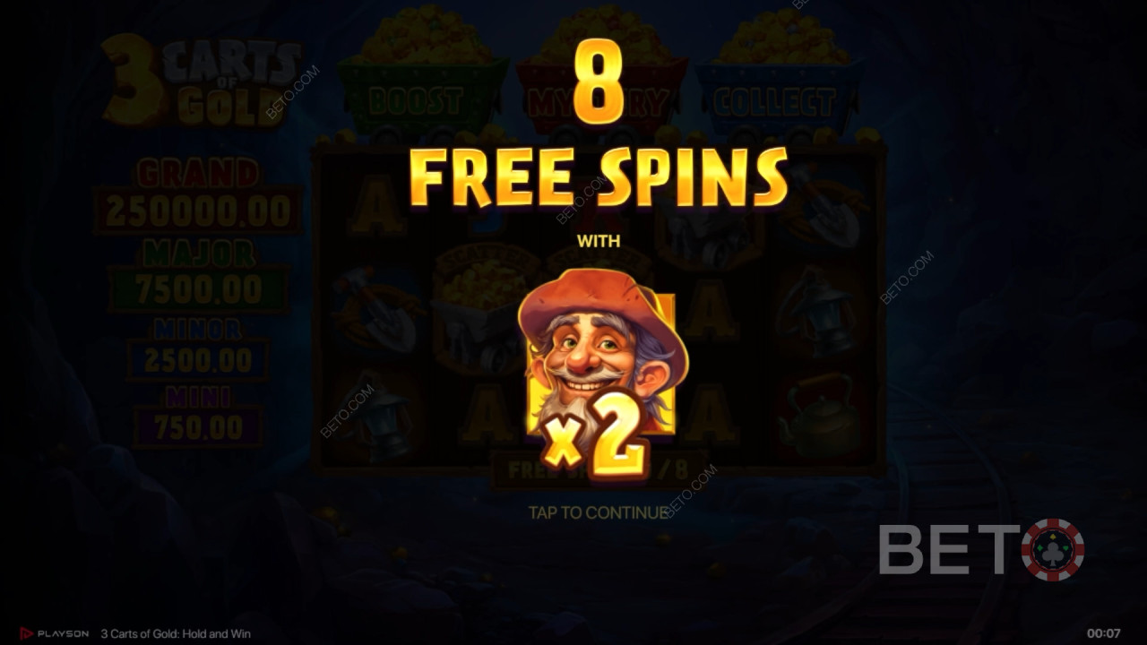 Võida 5,000x oma panus 3 Carts of Gold: Hold and Win Slot