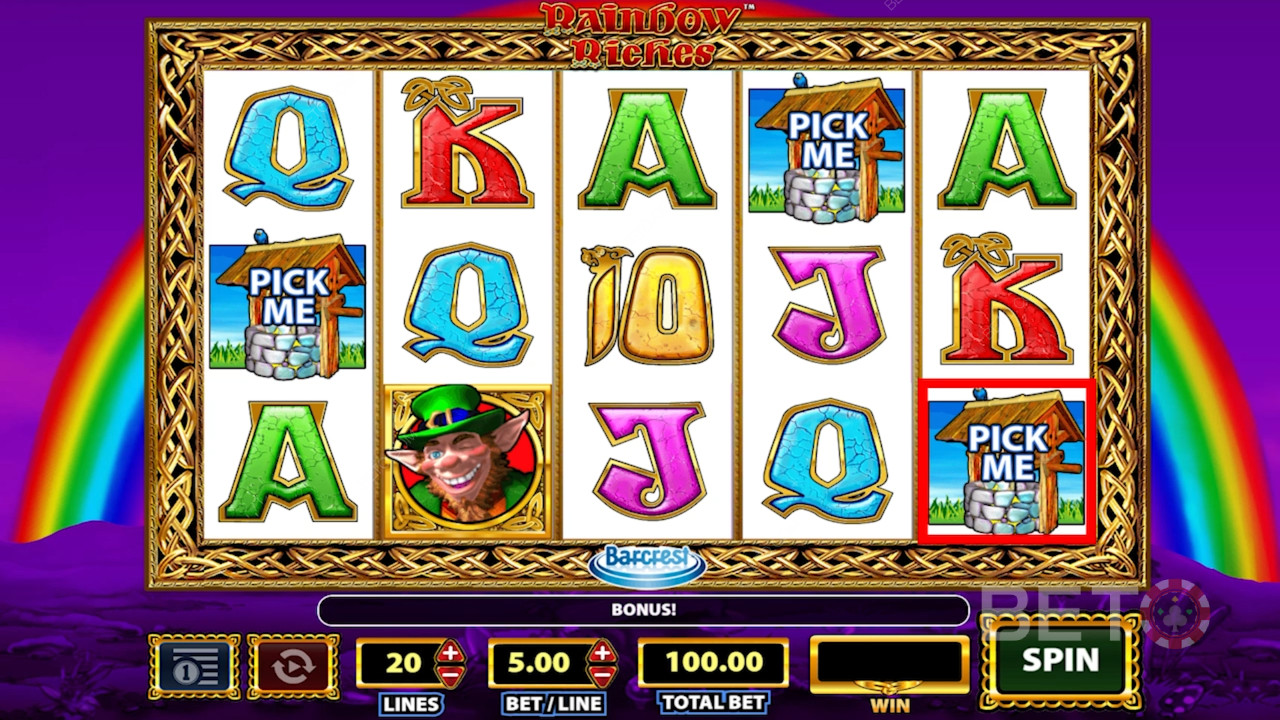 Sümbolid Rainbow Riches mänguautomaadis.