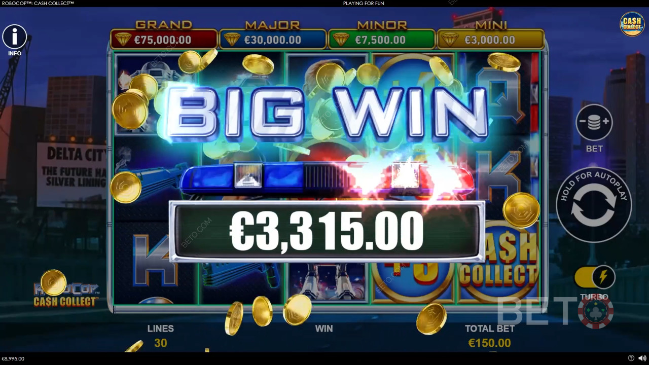 Võida 1,878x Sinu panus RoboCop: Cash Collect Slot