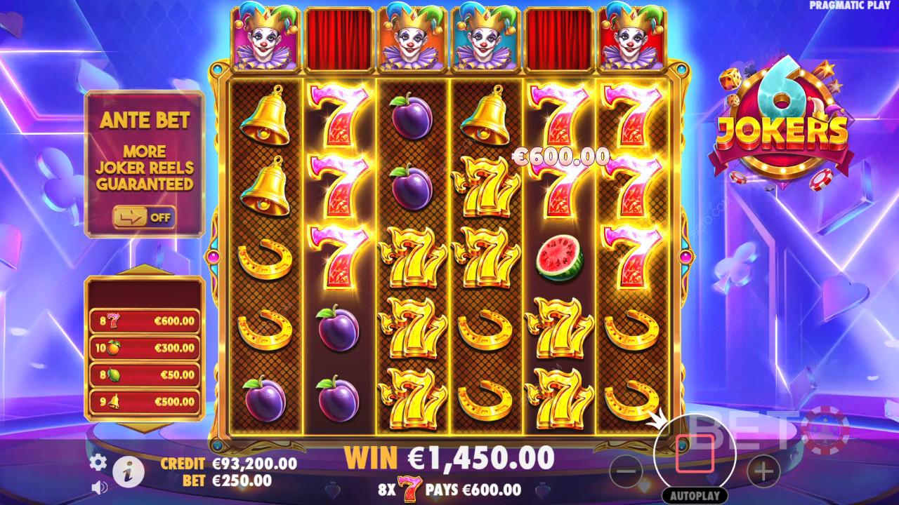 Boonusfunktsioonid, mida selgitab 6 jokkerite poolt Pragmatic Play