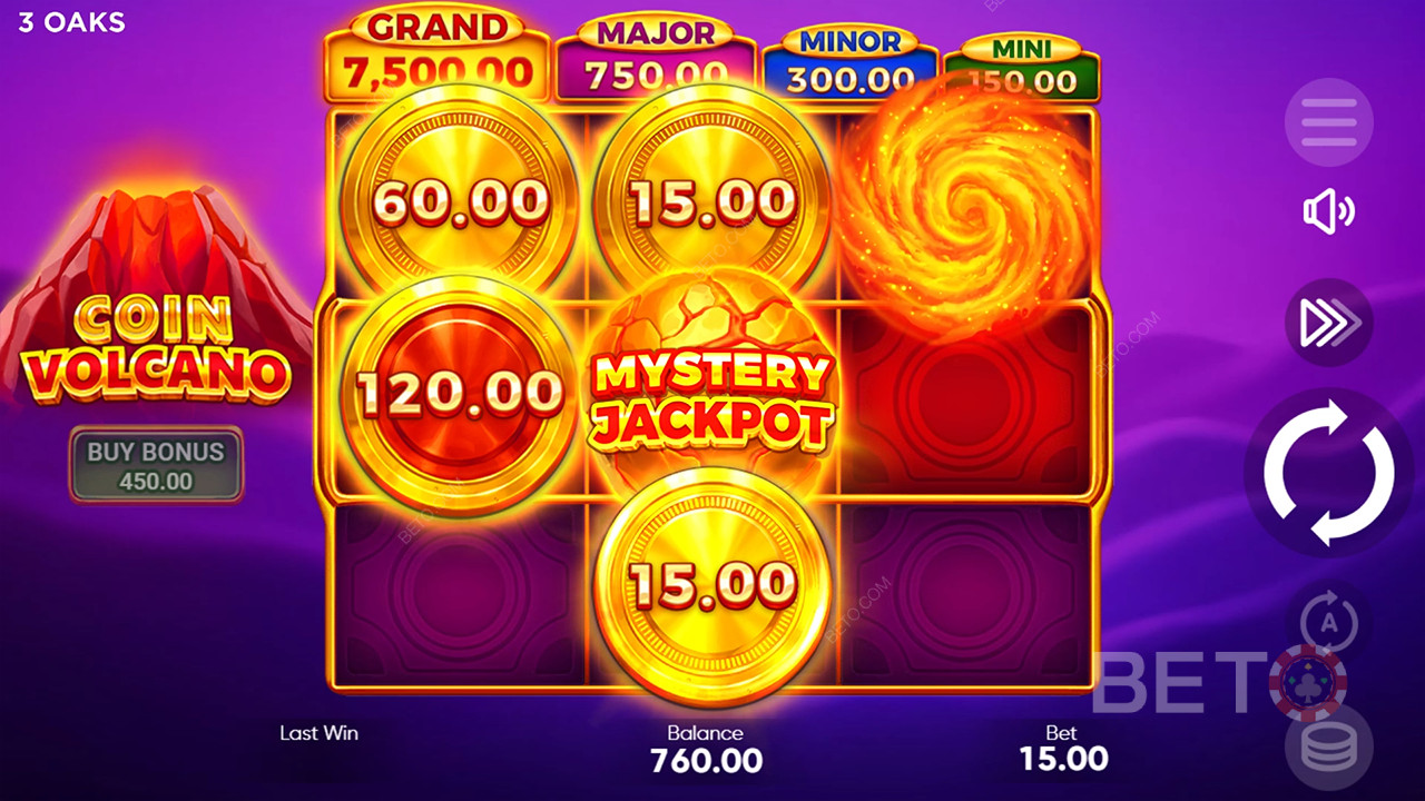 Võida 2,551x Sinu panus Coin Volcano Online Slot