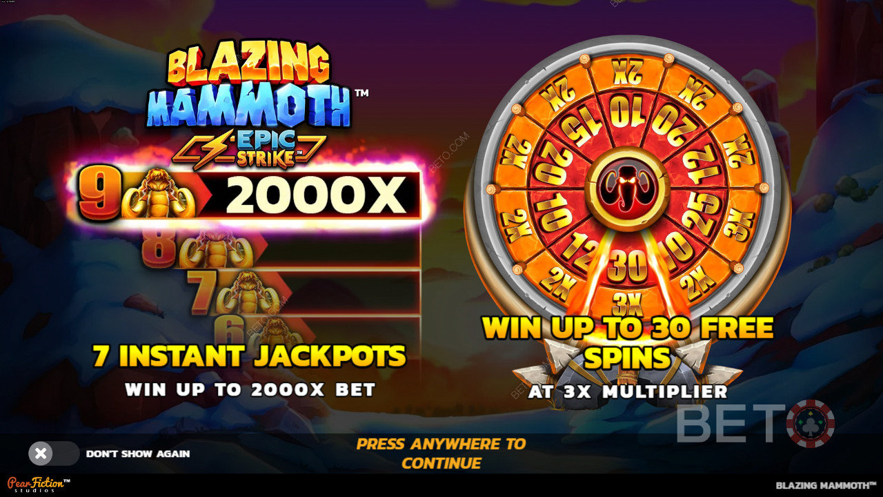 Võida kuni 2,000x oma panusest Blazing Mammoth mänguautomaadis