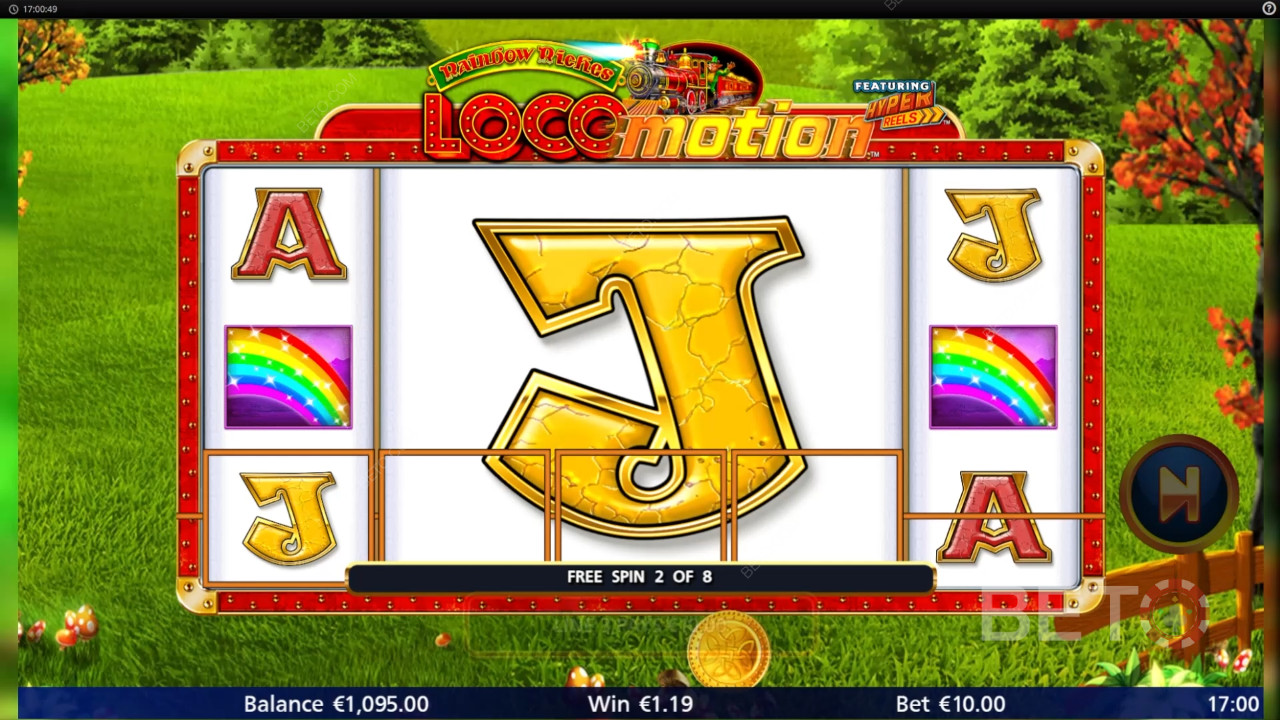 Võida 1,037x oma panus Rainbow Riches Locomotion Online Slot!