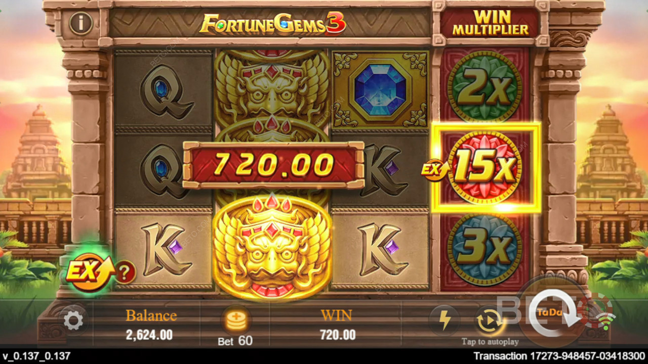 Võida 10,125x oma panus Fortune Gems 3 Slot Online!