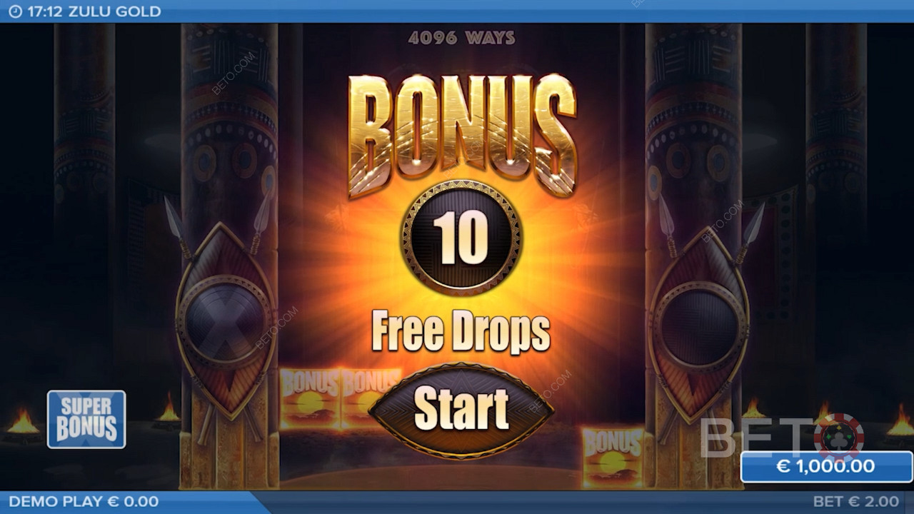 Multiplier Free Drops funktsioon annab mängijatele 10-25 tasuta spinni, selles slotis