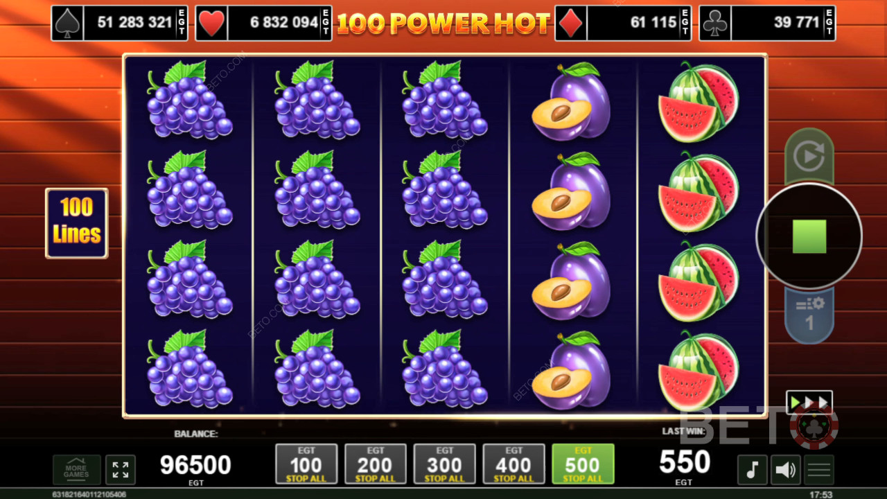 100 Power Hot ülevaade BETO Slots poolt