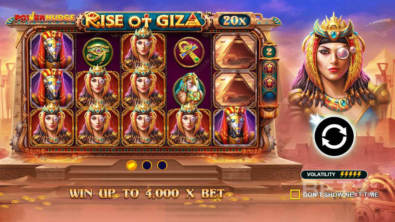 Võida kuni 4000x oma panusest Rise of Giza PowerNudge online slotis