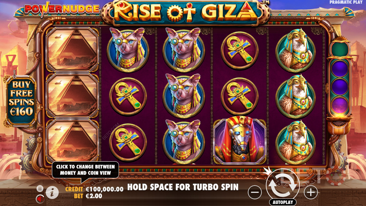 Maksta 80x oma panusest ja osta tasuta keerutusi Rise of Giza PowerNudge mänguautomaadis