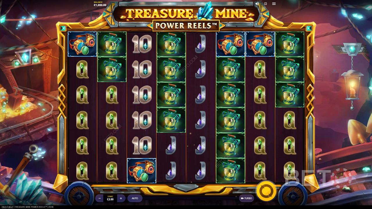 Naudi vapustav teema ja graafika Treasure Mine Power Reels online slotis