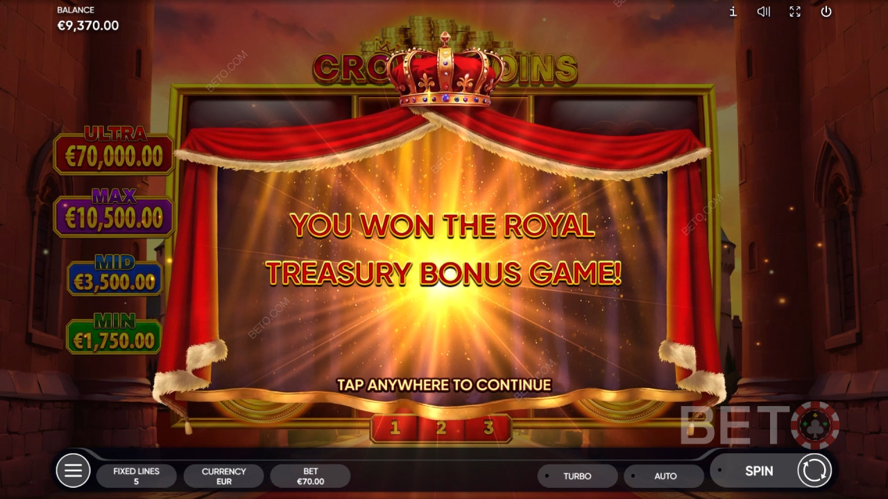 Võida 2500x oma panus Crown Coins Slot Online!