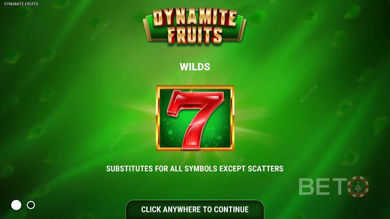 Dynamite Fruits slot - Wild sümbolid - punane seitse